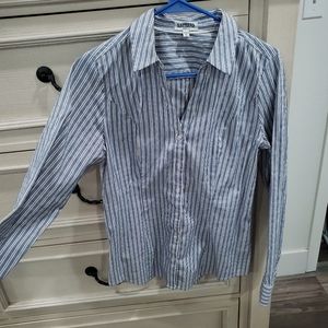 Express Blue pinstripe Ultimate Essentials Button Up Shirt Size Medium